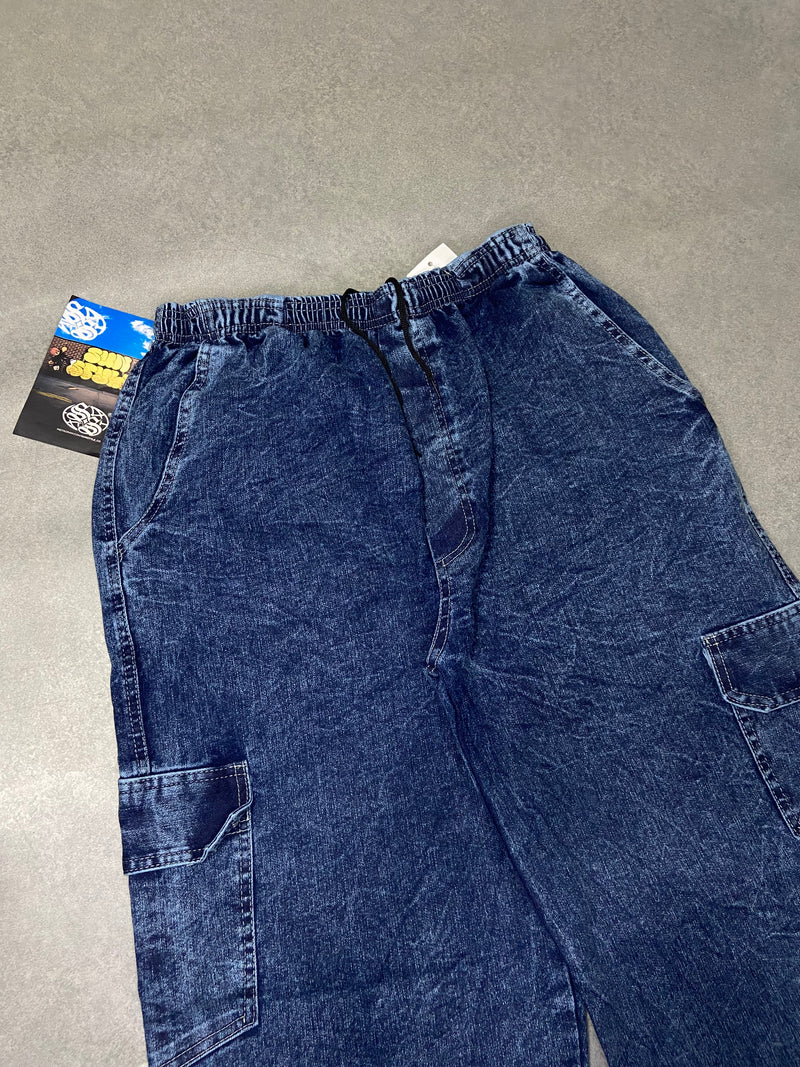 Calça Cargo Estonada Azul - Tamanho 40, 42 & 44.